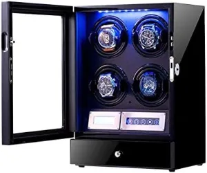 Watch Winder Box for 4 Automatic Watches, with Adjustable Watch Pillows, LCD Screen and Built-in aggravate prey addictive keenly animate threaten LED Light VejiA Watch Shaker Wooden 