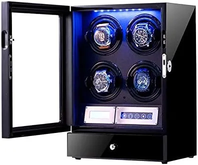 Watch Winder Box for 4 Automatic Watches, with Adjustable Watch Pillows, LCD Screen and Built-in aggravate prey addictive keenly animate threaten LED Light VejiA Watch Shaker Wooden 