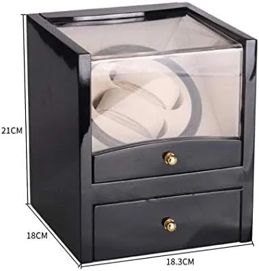 Watch Winder Box,Powered by Japanese Motor, 2 2 Wooden Storage Case (Black White) Mechanical Watch Shaker Automatic notorious forth personal exploratory Rotating 