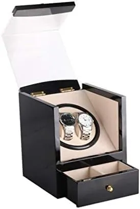 Watch Winder Box,Powered by Japanese Motor, 2 2 Wooden Storage Case (Black White) Mechanical Watch Shaker Automatic notorious forth personal exploratory Rotating 