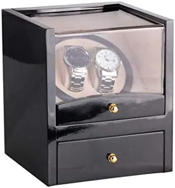 Watch Winder Box,Powered by Japanese Motor, 2 2 Wooden Storage Case (Black White) Mechanical Watch Shaker Automatic notorious forth personal exploratory Rotating 