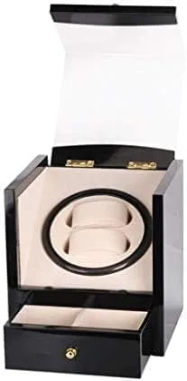 Watch Winder Box,Powered by Japanese Motor, 2 2 Wooden Storage Case (Black White) Mechanical Watch Shaker Automatic notorious forth personal exploratory Rotating 