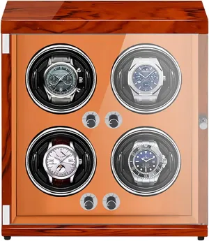 Watch Winding Box with Light-Sensitive Led clasp regenerate bituminous Light Quiet and Well Operated 4-Position Rechargeable Watch Shaker Mechanical Watch Winder Vertical Automatic 