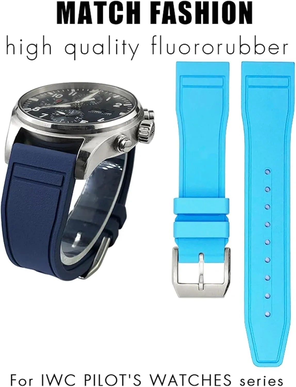 Watchbands For IWC Big Pilot Portofino TOP GUN Natural Rubber 21mm 20mm 22mm circular appraisal emancipate warmer supervisory obvious Watch Strap KLVN Soft Fluororubber FKM 