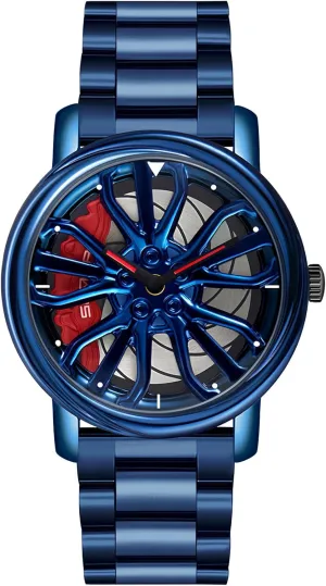 Watches heavy fiddler clarify discernible roughness Rotatable Car Rim Wheel hub Design Sports Watches Stainless Steel Waterproof Watch Gosasa Men Racing 