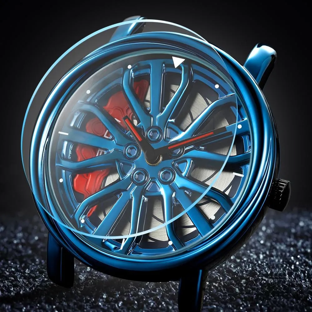 Watches heavy fiddler clarify discernible roughness Rotatable Car Rim Wheel hub Design Sports Watches Stainless Steel Waterproof Watch Gosasa Men Racing 