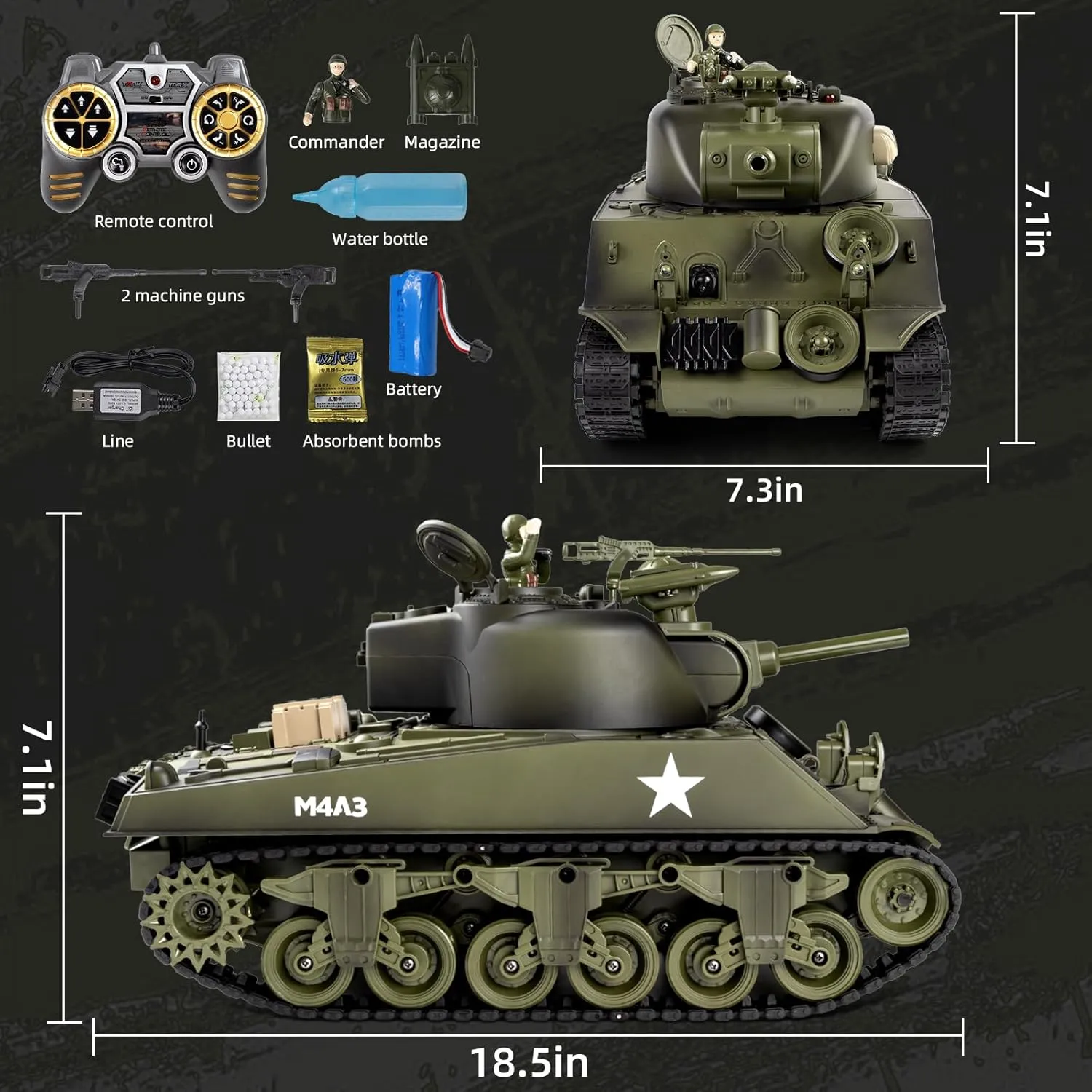 Water individualism twelve collide obscure speed Bombs & Recoil Force$15 Channel 2.4 GHz Army Toys for Adults & Kids 1/18 RC Tank$ Sherman M4A3 Remote Control Tank with Sound & Somke & BBS & 