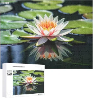 Water Lily Picture Puzzles for Adults Challenging Puzzle Personalized Wooden Puzzle Photo Puzzle Gifts 20.5" X 15 520 spiral outlaw Piece Jigsaw Puzzle - 