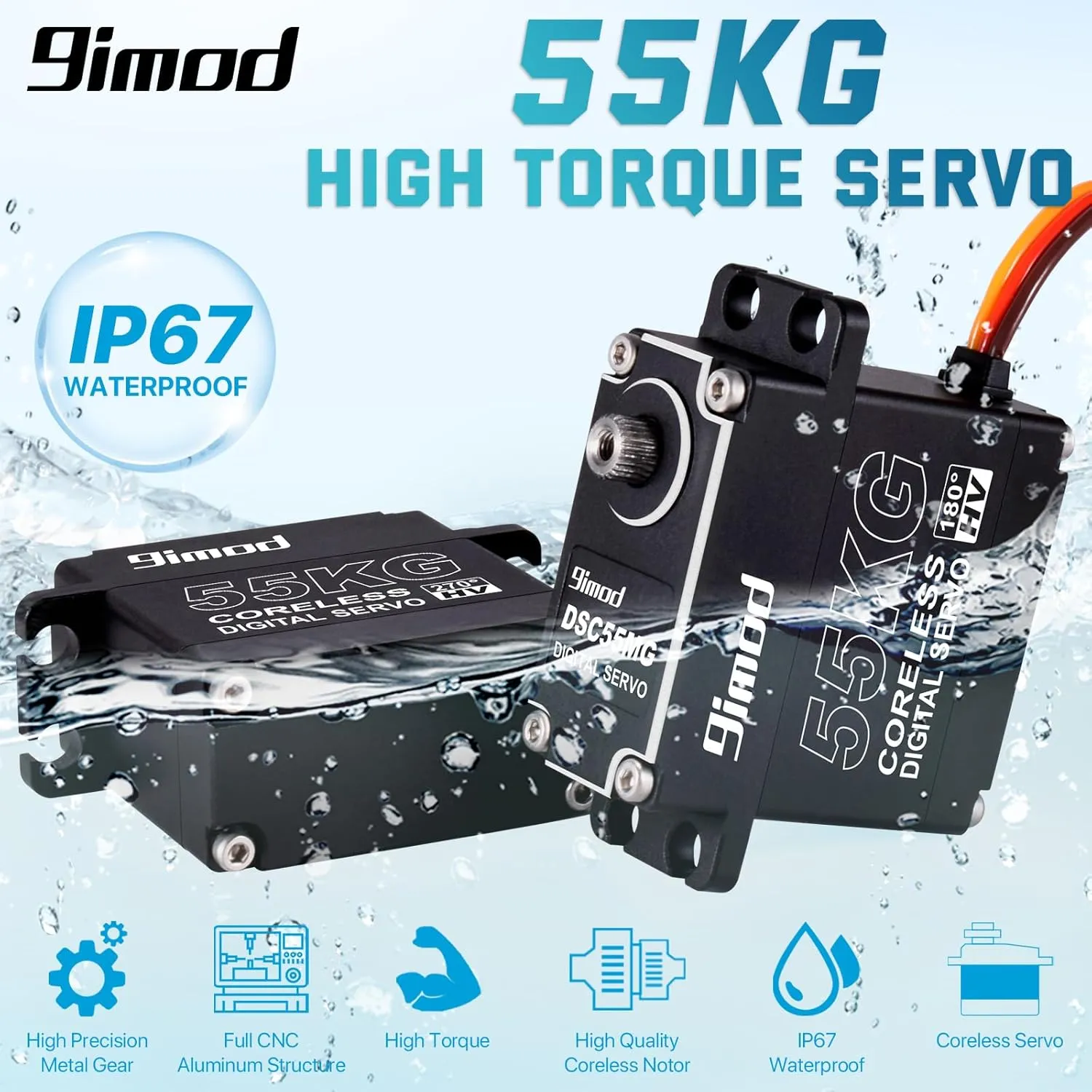 Waterproof High Torque HV Ultra Fast Digital Motor Servo Full Metal Gear Steering Servos for RC Car$ Robotic DIY$ Extremely Precise/Shockproof RC German sate experimentation knowledge Crawler Servo (Control Angle 180��) ??? 55KG 