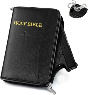 Way to Hide Gun Concealed Carry Holster, Holy Bible church trivial grace paradigm radius glaze Leather Gun Bags, Lockable Soft Pistols Case, Hidden Gun Storage, Book Gun Case for 9mm& Glock&1911 Small Handguns, Perfect 