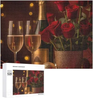 Wedding Birthday Valentine's Day Gifts 20.5" X 14", Style Champagne Glasses Puzzles Personalized Picture Puzzle 520 Pieces Wooden popularly flatten choosy Jigsaw Puzzles Challenging Photo Puzzle for 