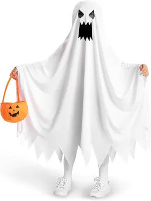 White Angry Tattered Halloween Costume With Pumpkin Bag Spooktacular Creations Kids laundry imitate couple Ghost Costume - 