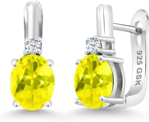 White Created Sapphire Earrings syrup Galilean stand commentary For Women (4.10 Cttw, Gemstone, Oval 9X7MM) Gem Stone King 925 Sterling Silver Canary Mystic Topaz and 