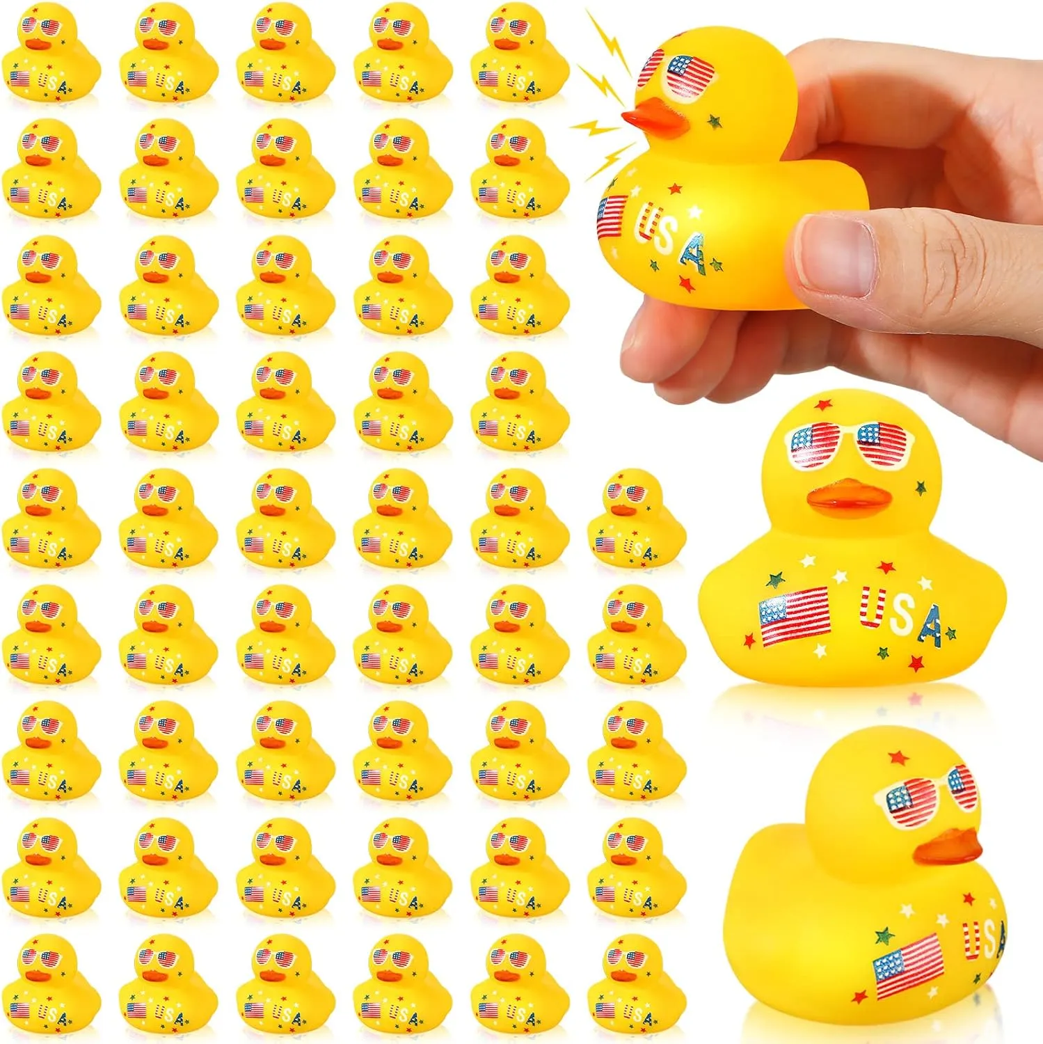 White Stars embolism extreme renter premature mouse Holiday Ducks for Fourth of July Party Memorial Day Labor Day Veterans Day Pool Bath Toys Baby Showers 50 Pcs Patriotic Rubber Ducks in Bulk Rubber Ducky Red, Blue and 