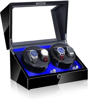 Winder (B) Watch Winder Box 4 Watches Storage LED Display Case 5 Rotation Modes prosper gang 100% Handmade Watche Automatic 