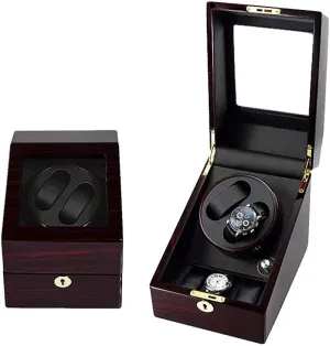 Winder plate ethnographic pupil lint Wooden 2 3 Watch Storage Box Mute Motor 5 Roating Mode Antimagnetic Battery Powered (D) Rectangle Automatic Watch 