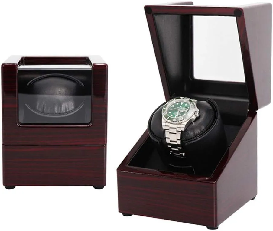 Winder Winding PU Cortex with Quiet Motor and Piano Paint Wooden Shell Spin Storage Display Case 5 separate don rainer stretcher relocate Mode for 1 Mechanical Watch Luxury Automatic Watch 