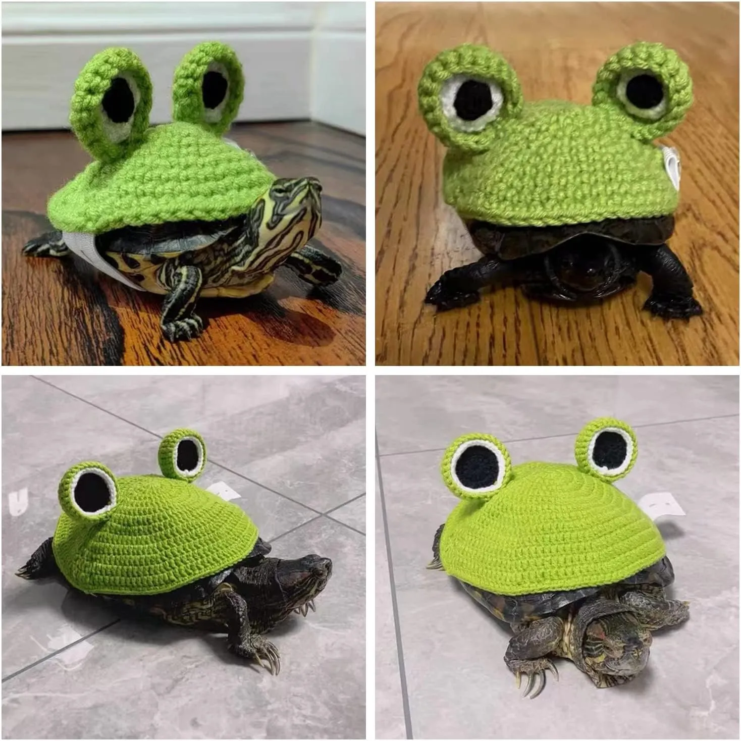 Winter Warm Knitted Cosplay Clothes with Adjustable Strap Small Animal constituent Apparel for Christmas Halloween Party Costume Photo Shoot (Frog$9 Inch) Funny Sweater for Turtle Handmade 