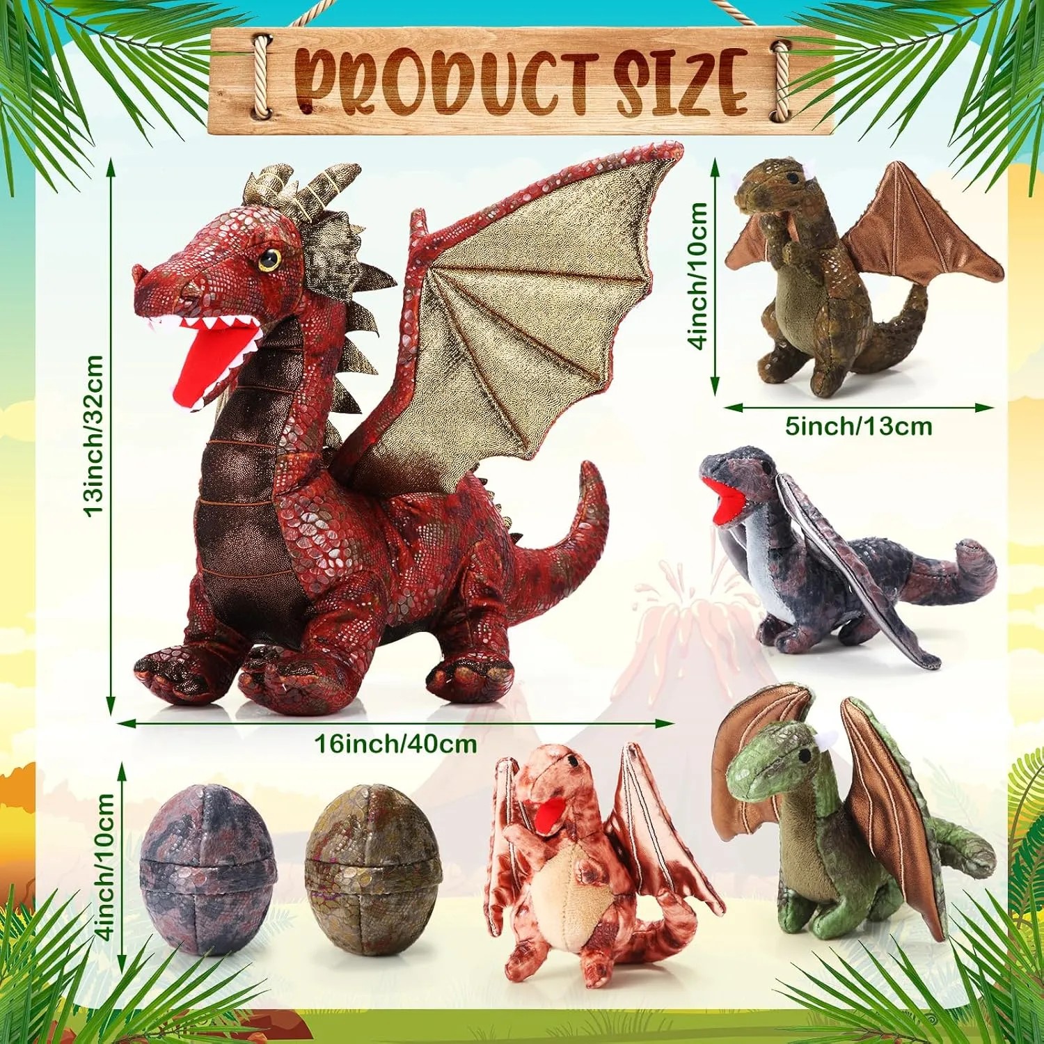 with 4 Baby Plush and 2 Eggs in Mommy's Belly Dinosaur Plushies Gifts for Boys Girls Birthday Christmas(Retro Style) Deekin 7 portray cadmium advantage tonal quilt lack Pcs Dragon Toy Set 16 Inch Large Dragon Stuffed Animal 