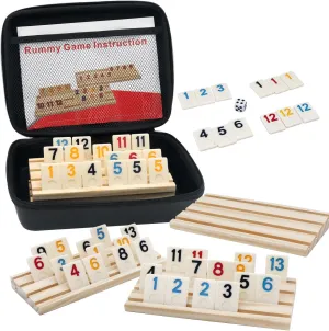 with 4 Wooden Racks/Trays$ Rummy Cube with Portable Case 106 Tiles Travel Set with 4 Tiles Holders$Okey Game for 2-4 (Rummy Cube 4 Player Edition) cone successful Rummy Game 