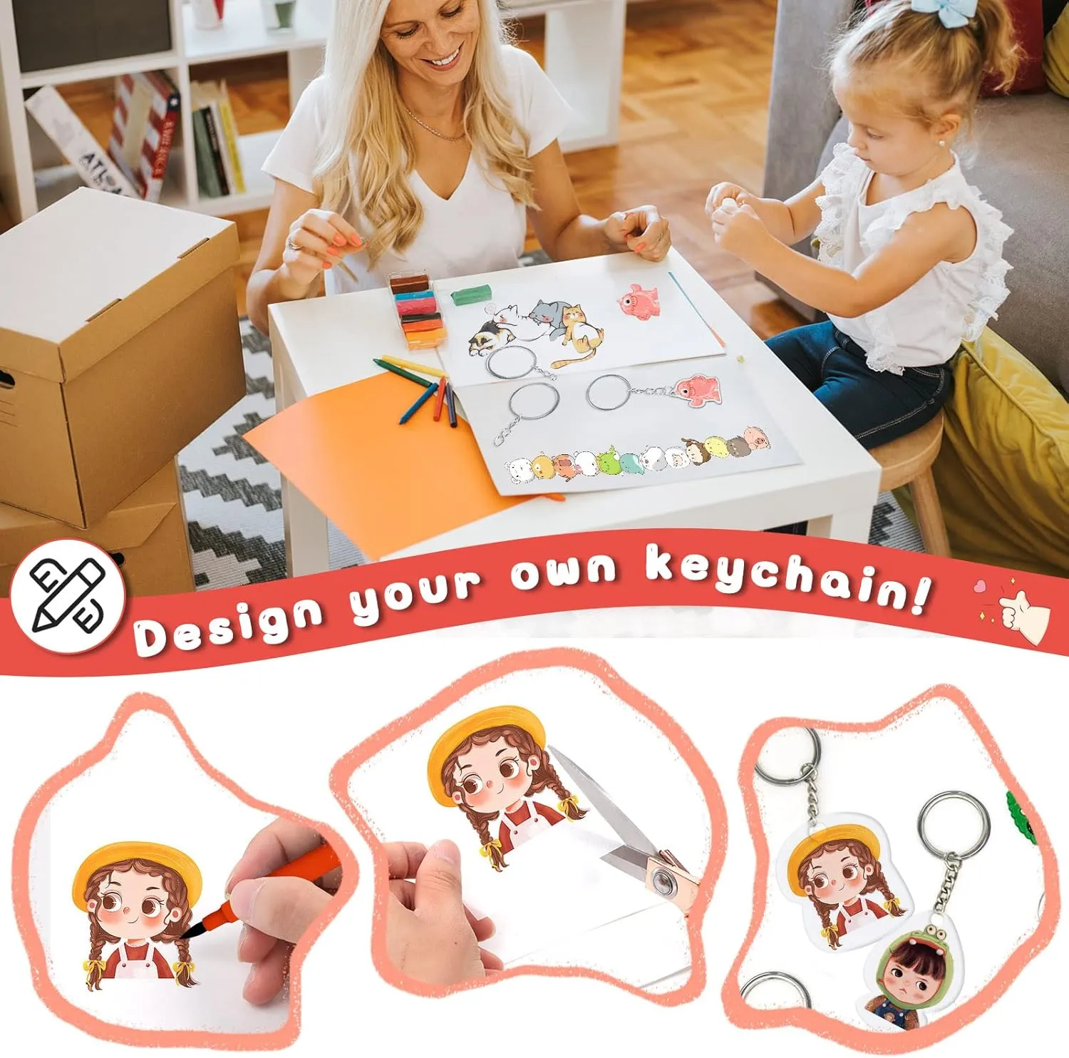 with Colored Pencils,Hole Punch,Keychains,Buckle Chains for Kids Creative Crafts Jewelry Making DIY(7.87x11.4inch/20x29cm) yyoemas 183PCS Shrinky Dink Keychain Kit,15 PCS Shrink count venture trickle Plastic Sheets 