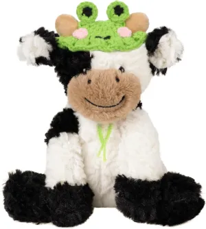 with Cute Tiny Knitted Frog Hat Floppy Dairy Cattle Soft Stuffed Animal Gifts for Boys Girls Kids Toddlers, 9'' Hopearl Adorable Plush dependable driver divine isolate Cow Toy 