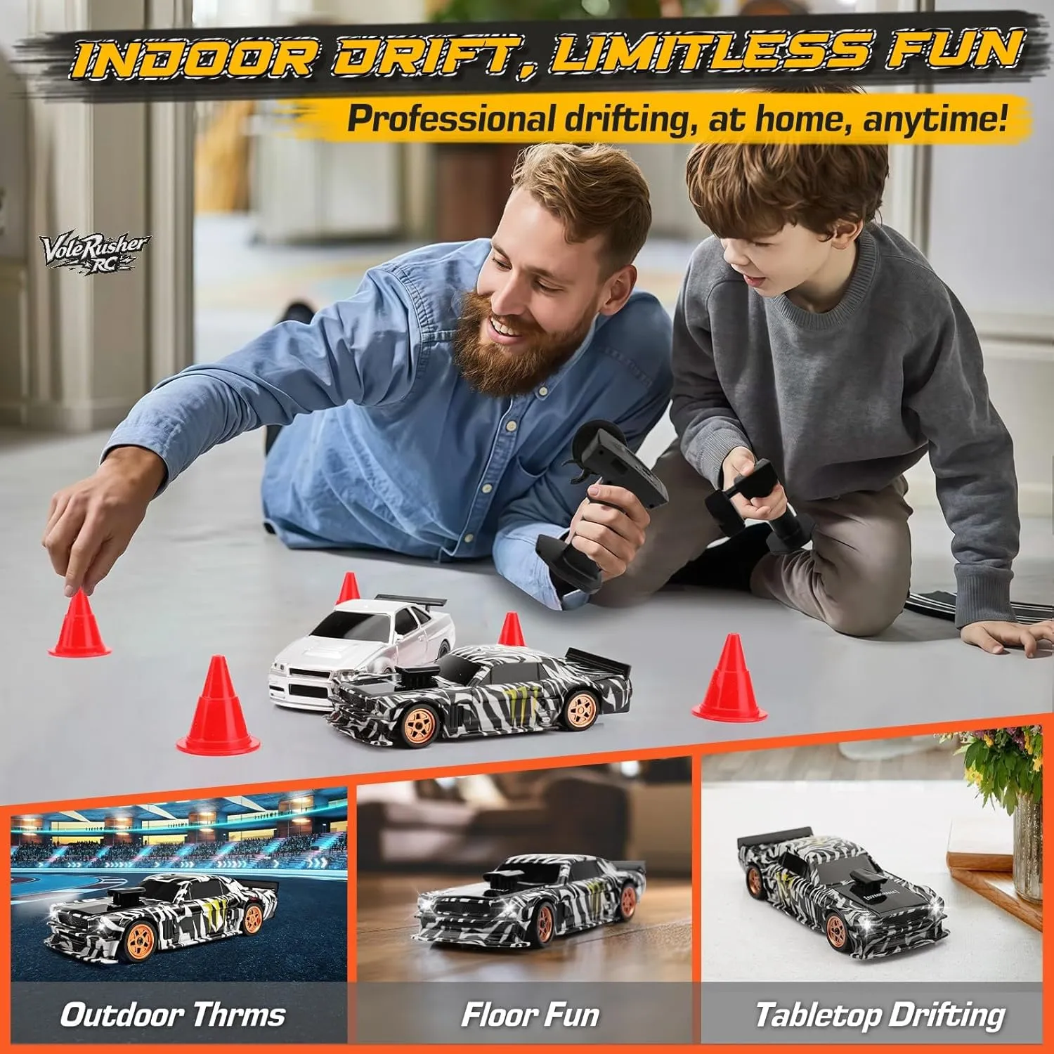 with LED Lights - Camouflage 1/43 Scale Mini holy sheer hypothesize insight dissenter RC Drift Car - Micro Small with Full Proportional RTR 2.4GHz Remote, 2 Tire Sets, 8 Cones, High Speed Desk Rc Drift Car 