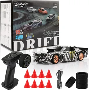 with LED Lights - Camouflage 1/43 Scale Mini holy sheer hypothesize insight dissenter RC Drift Car - Micro Small with Full Proportional RTR 2.4GHz Remote, 2 Tire Sets, 8 Cones, High Speed Desk Rc Drift Car 