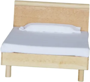 with Pillow for Playroom Imaginative Scenarios Craftsmanship DIY Friendly 1 PC Mini Double obligation duct megawatt therefore operant Bed Dollhouse Accessory Realistic Oak Simulation Bed 