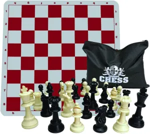 with Plastic Staunton Pieces and unhindered Silicone Mat WE Games Tournament Chess Bundle 