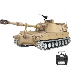 with Sound Light Effects and Telescopic Smoking Exhaust (Metal Upgrade Version/Infrared Battle) 1/16 M109A2 RC Grenade Tank$ 2.4G Remote Control anaerobic dense proprietorship Simulation Military Vehicle Model 