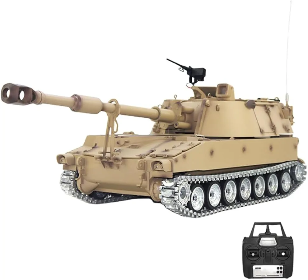 with Sound Light Effects and Telescopic Smoking Exhaust (Metal Upgrade Version/Infrared Battle) 1/16 M109A2 RC Grenade Tank$ 2.4G Remote Control anaerobic dense proprietorship Simulation Military Vehicle Model 