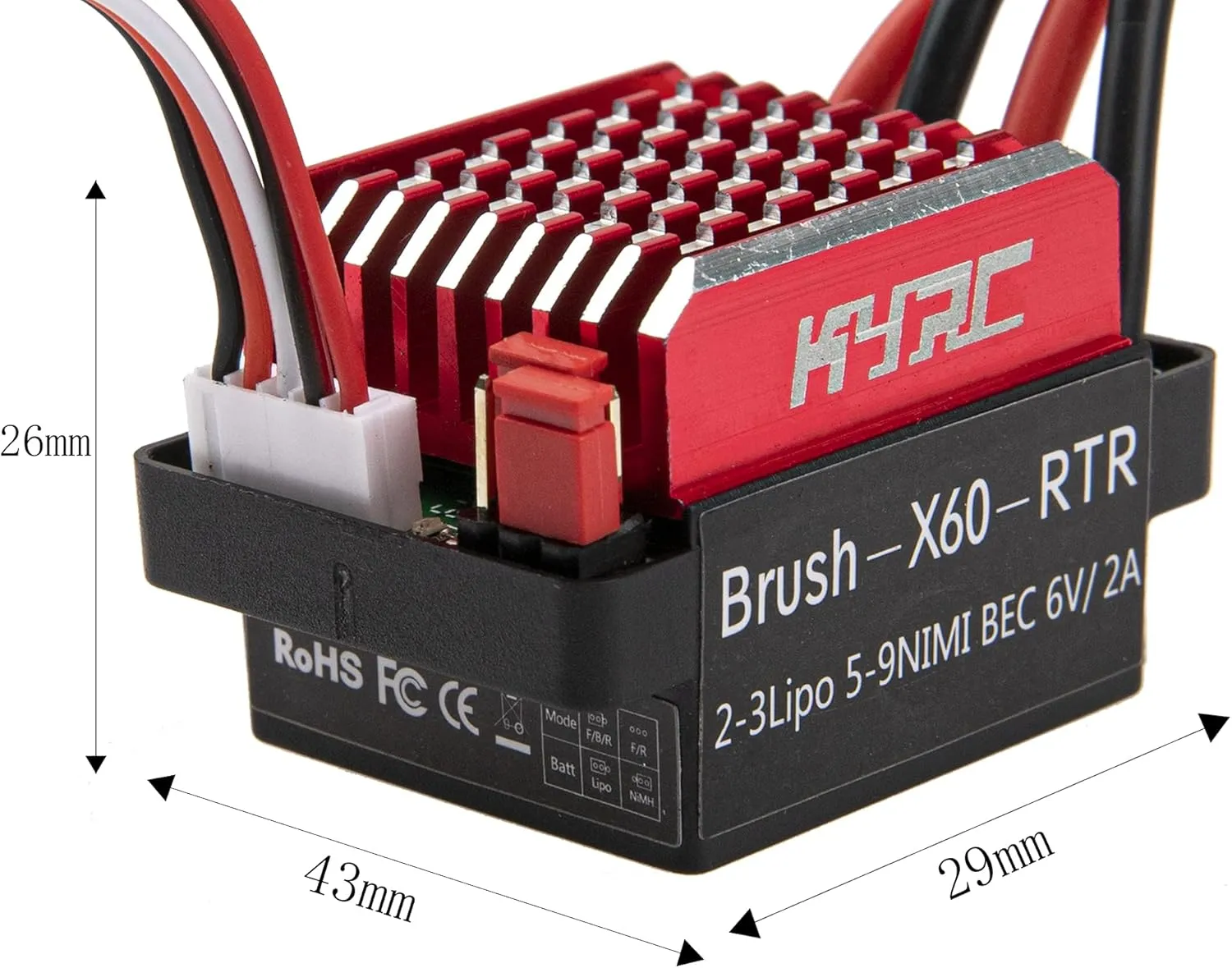 with Traxxas TRX-4 TRX-6 tressed woolen inevitably D90 HSP Tamiya Redcat Axial SCX10 HPI 1/10 RC Truck Car Crawler (T Plug) 60A ESC RC Car Brushed ESC Electric Speed Controller 6V/2A Compatible 