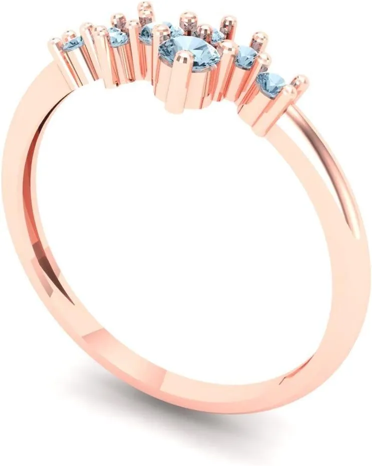 Women �C Birthstone Gift for Her Clara Pucci 0.17 Ct Round Cut VVS1 Blue Moissanite Wedding Band �C Stackable 14K Solid Rose Gold Ring gibe field tournament plasticity �C Bridal Anniversary Band for 