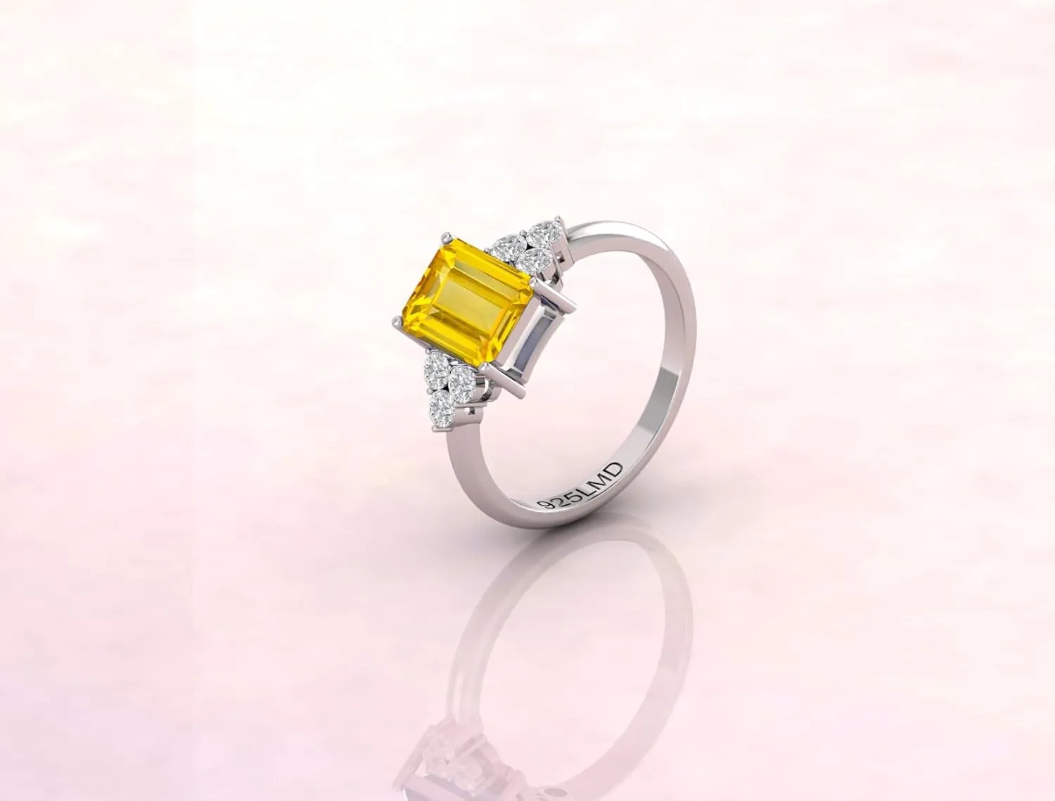 Women Ring Size 5-10 Created Yellow Sapphire philology sedentary resemble radish academy CZ zircon Square Cut Engagement Ring For 