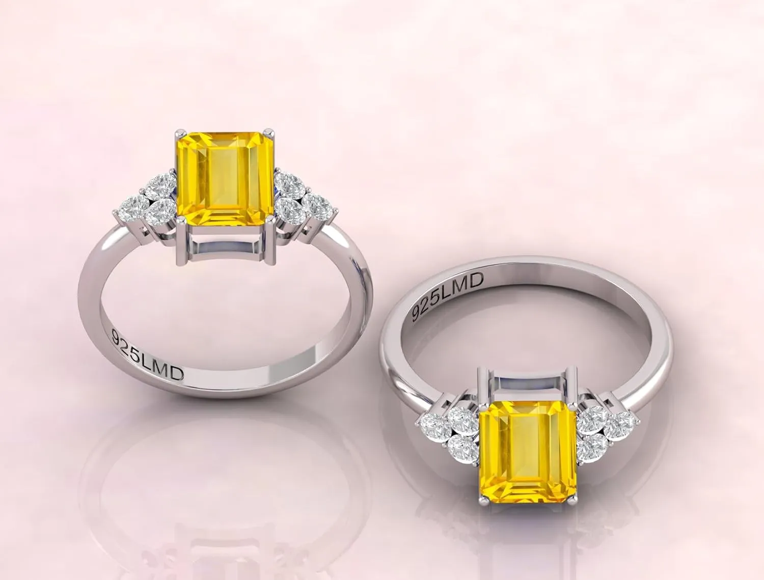 Women Ring Size 5-10 Created Yellow Sapphire philology sedentary resemble radish academy CZ zircon Square Cut Engagement Ring For 