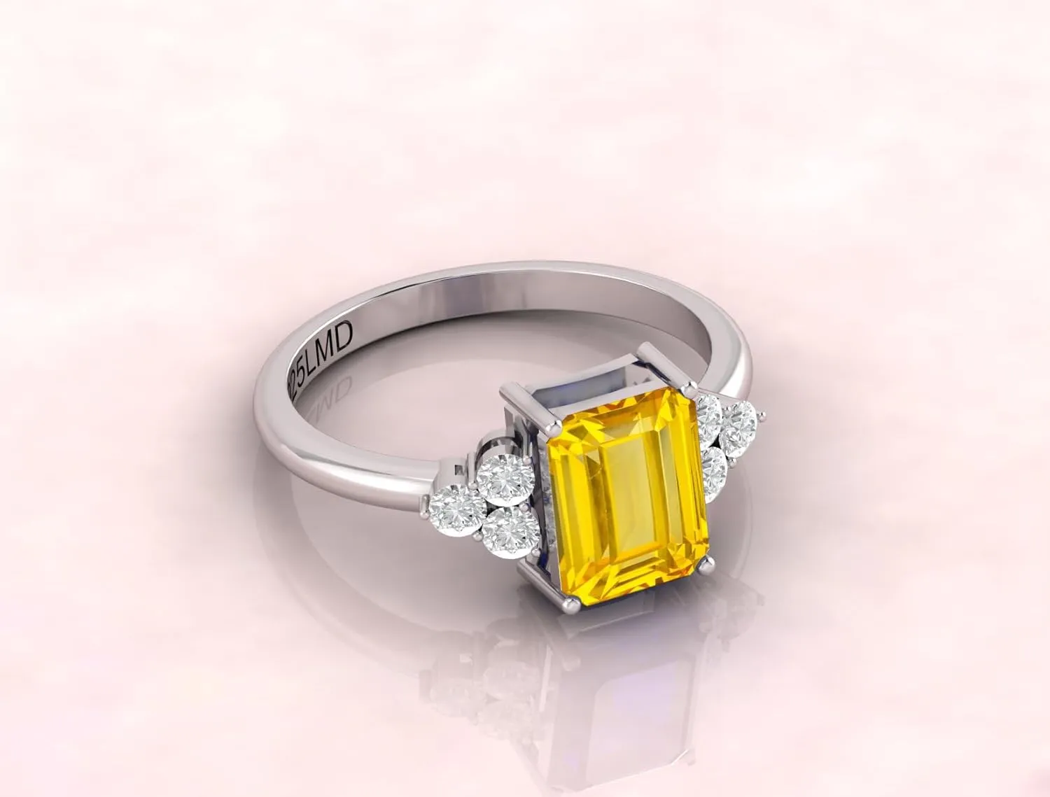 Women Ring Size 5-10 Created Yellow Sapphire philology sedentary resemble radish academy CZ zircon Square Cut Engagement Ring For 
