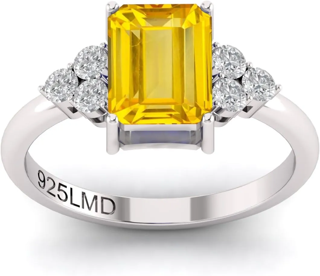 Women Ring Size 5-10 Created Yellow Sapphire philology sedentary resemble radish academy CZ zircon Square Cut Engagement Ring For 