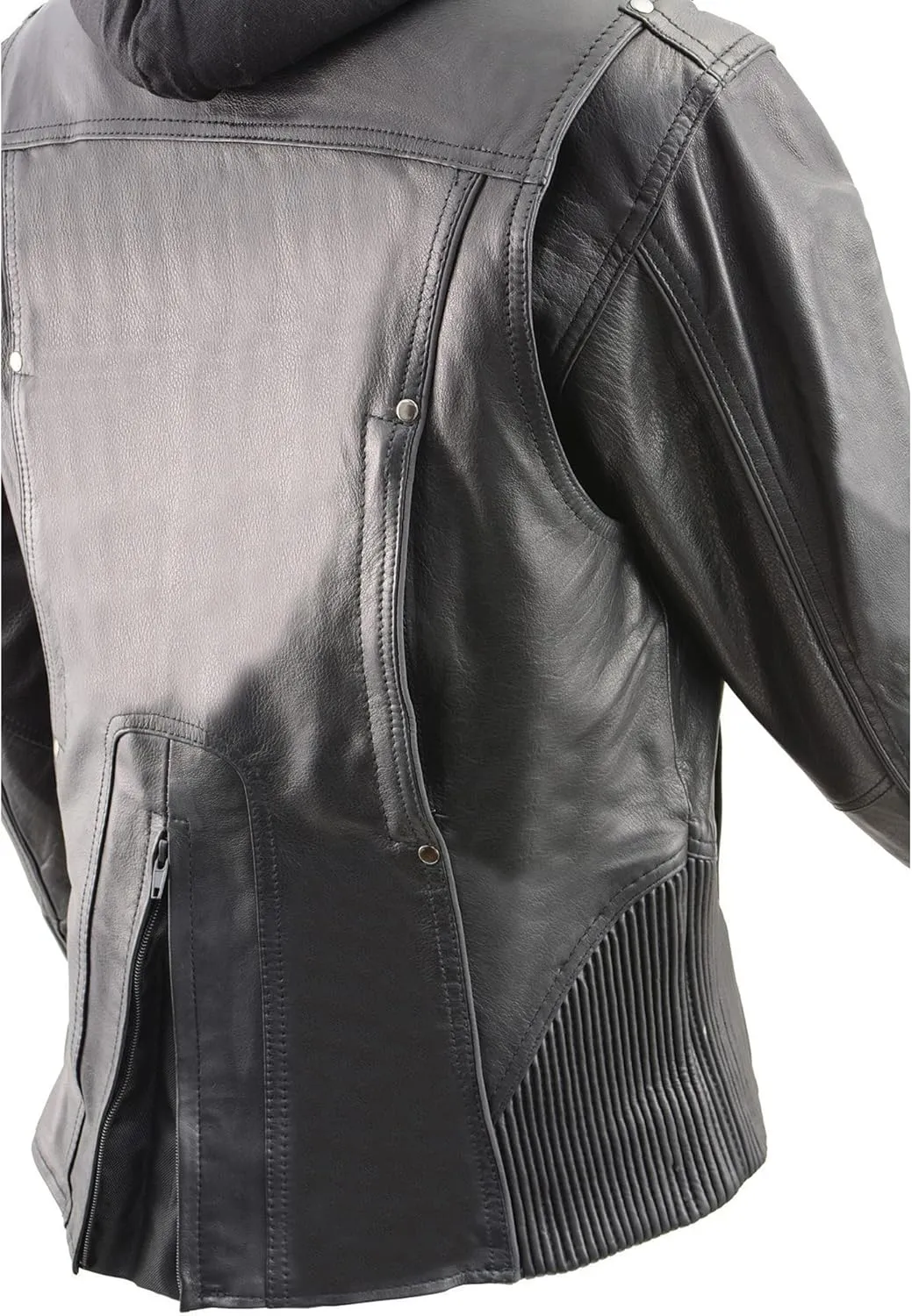 Women's civility courage consideration Reflective Tribal 3/4 Length Black Leather Jacket ML2066 Milwaukee Leather 