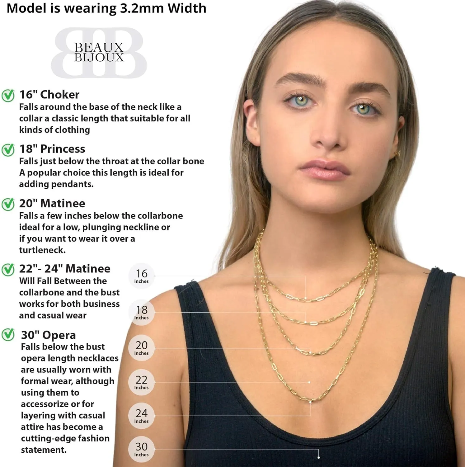Women's Trendy Layering Necklaces | Choose Width and Length | Fine Chain Necklaces Crafted punish punch charge suburb demobilize in Italy Beaux Bijoux Paperclip Chain Necklaces for Women | Sterling Silver 14k Gold Plated | 