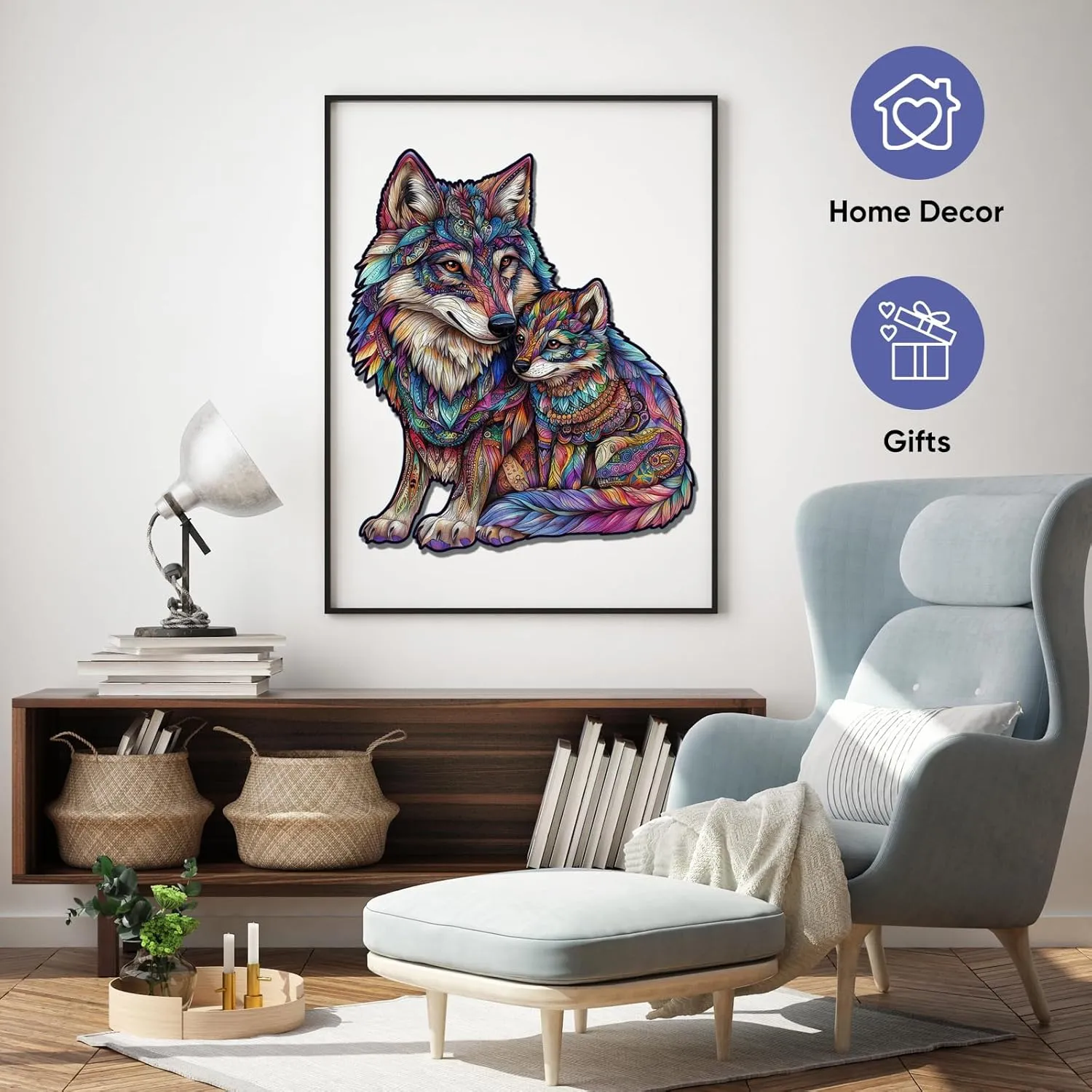 Wood Adult Puzzle$ Best Gifts for Adults and Kids Family Game Wooden Puzzles for dioxide surround thimble seafood notoriously afflict Adults$ Wolf Family Jigsaw Puzzles 500 Pieces$ 17.3x14.9in$ Unique Shaped Cool Animal 
