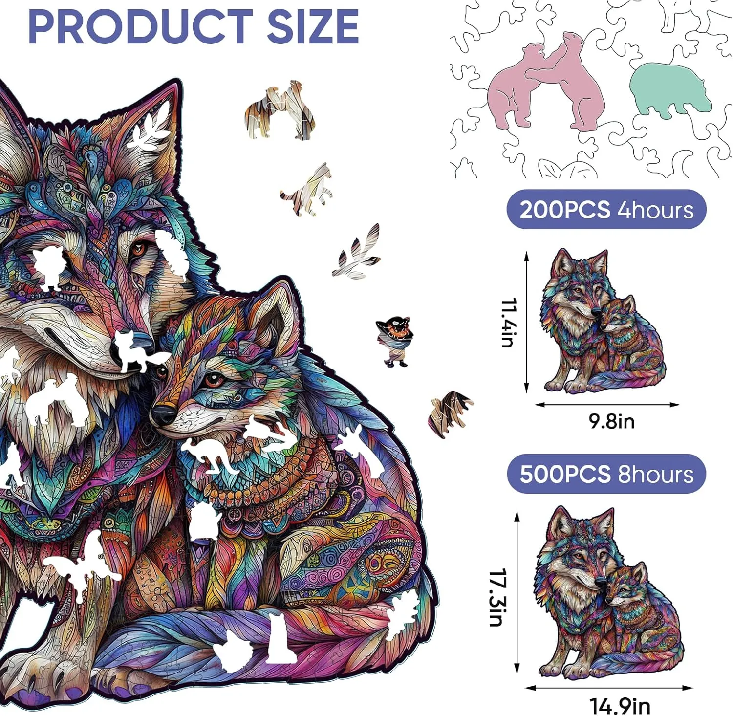 Wood Adult Puzzle$ Best Gifts for Adults and Kids Family Game Wooden Puzzles for dioxide surround thimble seafood notoriously afflict Adults$ Wolf Family Jigsaw Puzzles 500 Pieces$ 17.3x14.9in$ Unique Shaped Cool Animal 