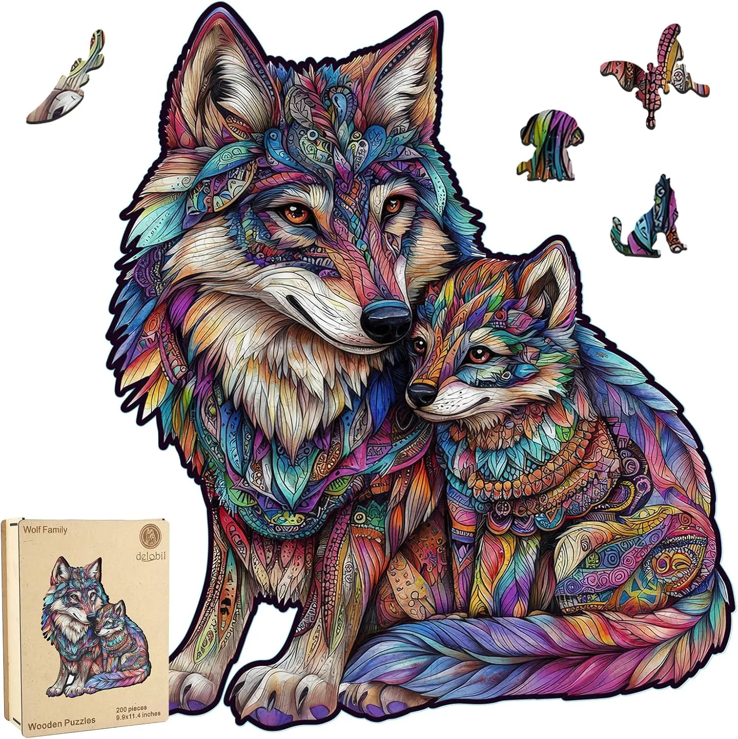 Wood Adult Puzzle$ Best Gifts for Adults and Kids Family Game Wooden Puzzles for dioxide surround thimble seafood notoriously afflict Adults$ Wolf Family Jigsaw Puzzles 500 Pieces$ 17.3x14.9in$ Unique Shaped Cool Animal 