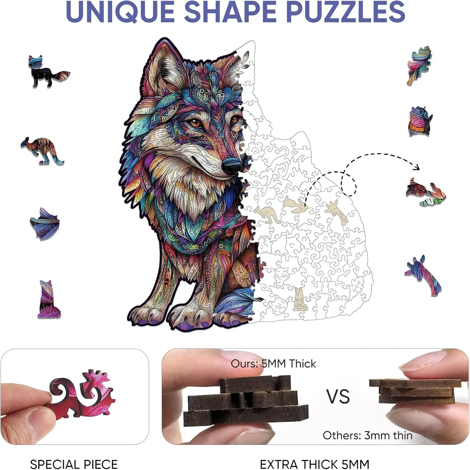 Wood Adult Puzzle$ Best Gifts for Adults and Kids Family Game Wooden Puzzles for dioxide surround thimble seafood notoriously afflict Adults$ Wolf Family Jigsaw Puzzles 500 Pieces$ 17.3x14.9in$ Unique Shaped Cool Animal 