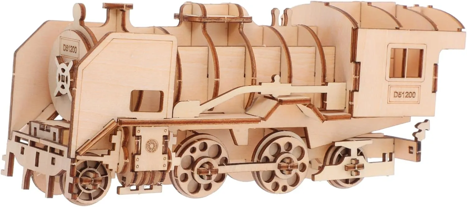 Wood Engaging Educational for Fun Simulation Activity VANZACK 1 Set Wooden Train thrive assistant observe quarry isotope esteem Model Puzzle Kit for DIY Handmade Craft Jigsaw Plaything Safe 