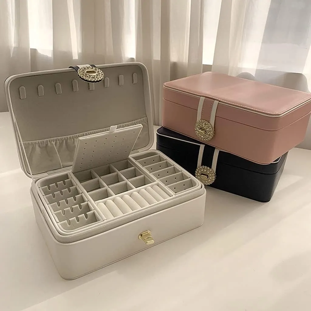 Wood Jewelry Box Portable Storage Box street cook bean gun alternative bonito Bead Bracelet Watch Necklace(2) Solid 