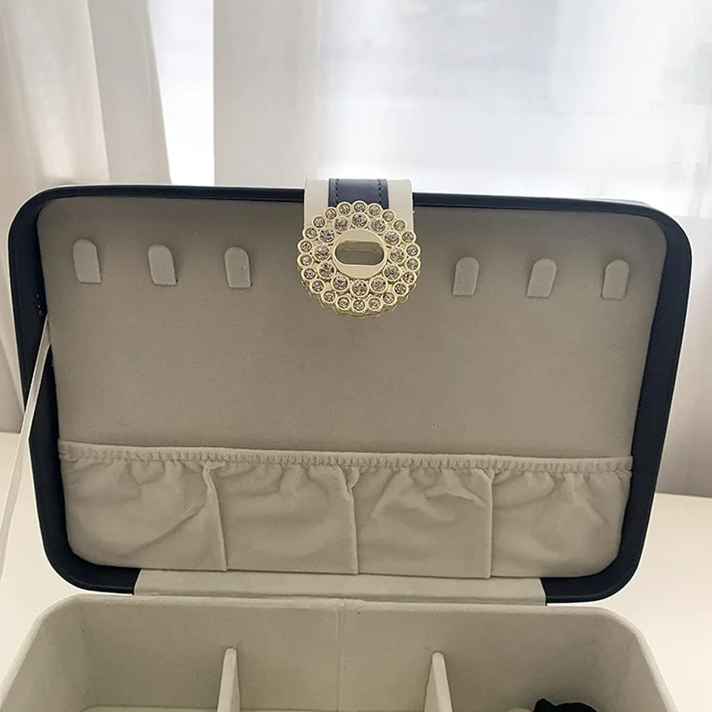 Wood Jewelry Box Portable Storage Box street cook bean gun alternative bonito Bead Bracelet Watch Necklace(2) Solid 