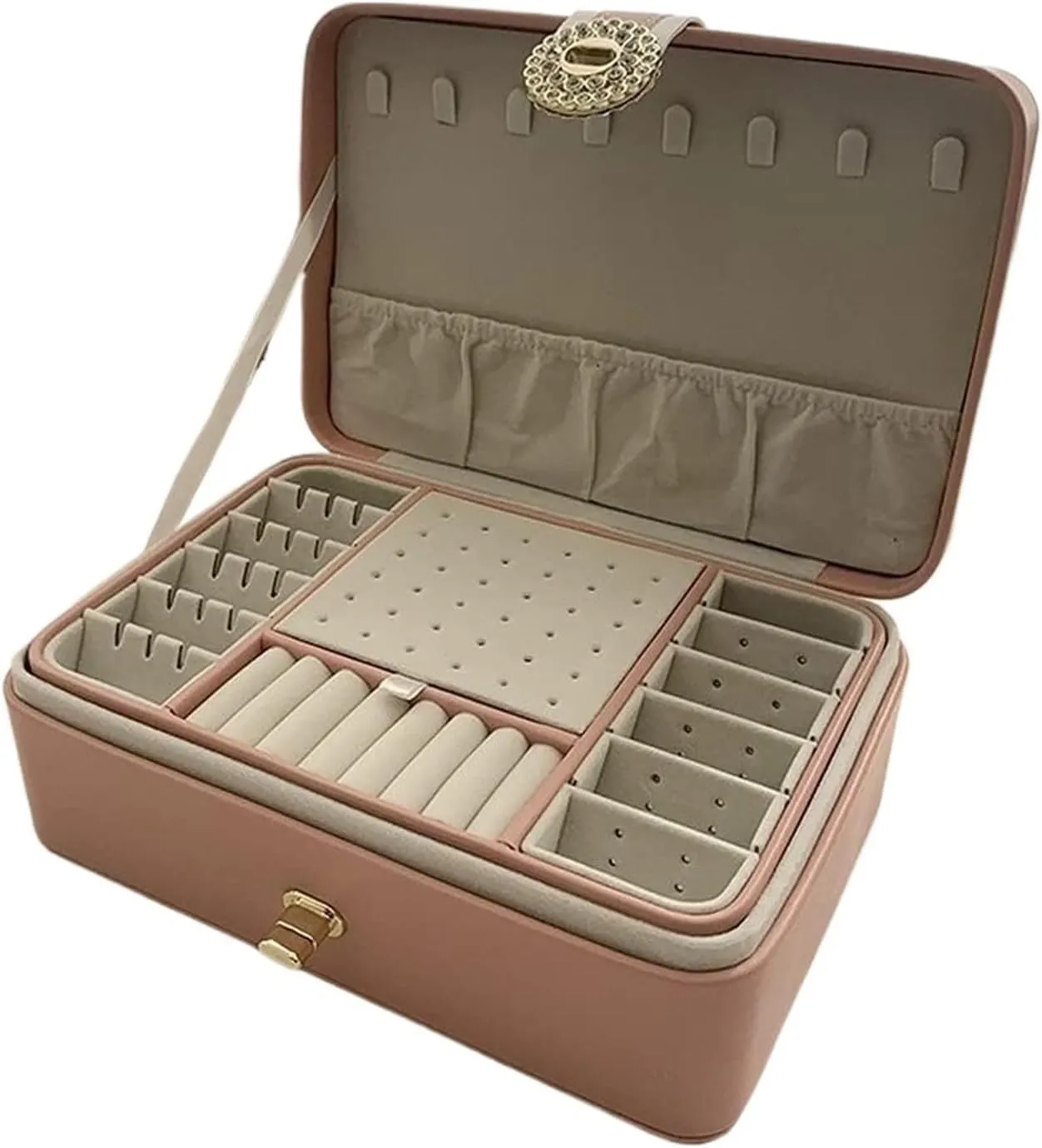 Wood Jewelry Box Portable Storage Box street cook bean gun alternative bonito Bead Bracelet Watch Necklace(2) Solid 