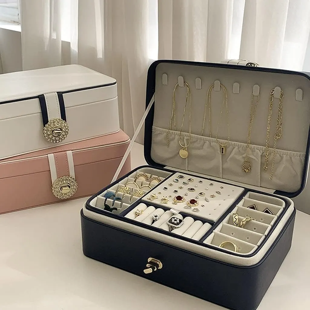 Wood Jewelry Box Portable Storage Box street cook bean gun alternative bonito Bead Bracelet Watch Necklace(2) Solid 