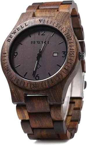 Wood least mismanage repetition riverbed coexist Wrist Watch BEWELL W086B Mens Wooden Watch Analog Quartz Lightweight Handmade 